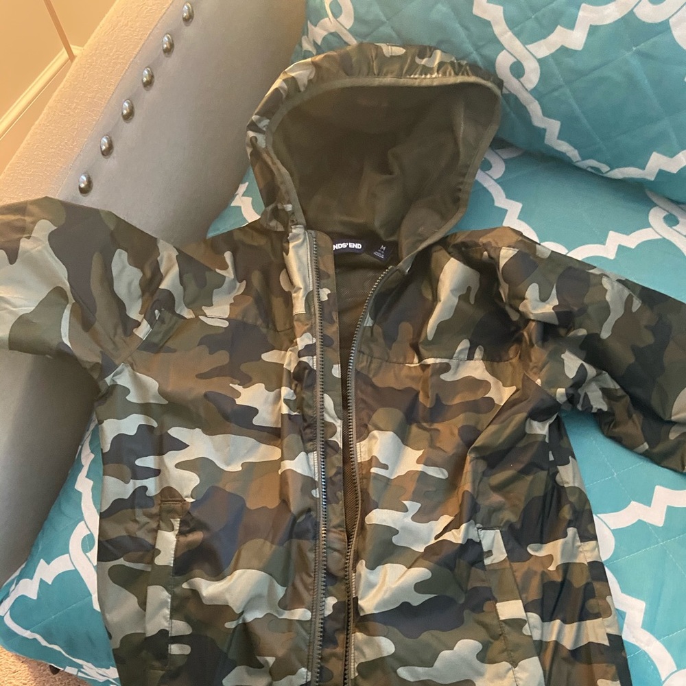 Boys Lands End Camo Rain Coat